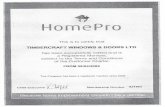 HomePro This is to certify that TIMBERCRAFT WINDOWS ...€¦ · a Registered Member, subject to the Terms and Conditions of the Customer Charter. FROM 08/04/2009 This Company has
