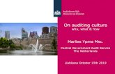 why, what & how - Portal GOV.SI · why, what & how Marlies Ypma Msc. Central Government Audit Service The Netherlands ... • Frameworks from social sciences provide sensitizing concepts,