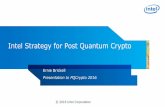 Intel Strategy for Post Quantum Crypto - PQCrypto 2016 · Intel Strategy for Post Quantum Crypto Ernie Brickell Presentation to PQCrypto 2016 ... FW update Sealed Secrets Memory Encryption