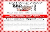 BBQ Winter Fest Cookout- Sponsor App 20 · PDF file WINTER FEST COOKOUT March 19th 2016—11AM to Midnight @The Kohl Center in Downtown Kankakee BBQ COOKOUT—LIVE BANDS KIDS INDOOR