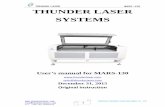 THUNDER LASER MARS-130 THUNDER LASER SYSTEMS › download › down › User... · The THUNDER LASER MARS-130 is used for engraving and cutting of signs, stamps and suchlike. A wide