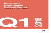 Manpower Employment Outlook Survey Czech …...The Manpower Employment Outlook Survey for the ﬁrst quarter 2016 was conducted by interviewing a representative sample of 750 employers