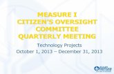 MEASURE I CITIZEN’S OVERSIGHT COMMITTEE QUARTERLY … · Technology Projects October 1, 2013 – December 31, 2013 MEASURE I CITIZEN’S OVERSIGHT COMMITTEE QUARTERLY MEETING