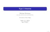 Type 2-theories · 4/12/2018  · Design principles for type theory and category theory Type theory Category theory Types should be de ned by introduction, elimination, and rules.