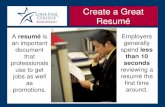 Create a Great Resume - Lone Star College System...How to Write a Great Resume and Cover Letter." YouTube. Harvard Extension School, 21 Sept. 2012. Web. 18 Sept. 2014. References Create