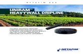UNIRAMTM HEAVYWALL DRIPLINE€¦ · Ideal for sub-surface irrigation. LARGE FILTRATION AREA Entire base of the UniRam dripper is made of filter inlets - ﬂushing large particles