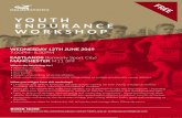YOUTH ENDURANCE WORKSHOP...YOUTH ENDURANCE WORKSHOP FREE WEDNESDAY 12TH JUNE 2019 7.00PM–8.30PM EASTLANDS (formerly Sport City) MANCHESTER M11 3FFBOOK NOW: Who is the Workshop for?