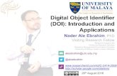 Digital Object Identifier (DOI): Introduction and Applications · 2016-08-26 · Abstract Abstract: The Digital Object Identifier (DOI) is used for identifying intellectual property