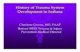 History of Trauma System Development in Indiana · History of Trauma System Development in Indiana Charlene Graves, MD, FAAP Retired ISDH Trauma & Injury ... sheet, ATS video) 2006