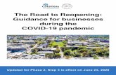 The Road to Reopening: Guidance for businesses during the ... · • Assure disinfecting supplies are available in the home before showing. Bring supplies to the home, if not available.