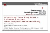 Improving Your Play Book - California-APMP Chaptercalifornia-apmp.org/wp/wp-content/uploads/2015/05/2010-Nutt-benc… · 3 – Defined Process for business development activities