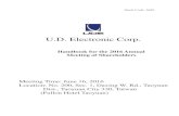 U.D. Electronic Corp. · Stock Code: 3689 . U.D. Electronic Corp. Handbook for the 2016 Annual . Meeting of Shareholders. Meeting Time : June 16, 2016 . Location: No. 200, Sec. 1,