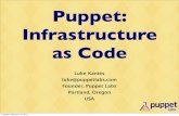 Puppet: Infrastructure as Code - IT Pro Forum · 15-02-2011  · Luke Kanies luke@puppetlabs.com Founder, Puppet Labs Portland, Oregon USA Puppet: Infrastructure as Code Tuesday,