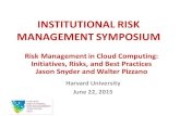 INSTITUTIONAL RISK MANAGEMENT SYMPOSIUM · Cloud & DevOps Benefits Reliability Agility with Quality Cost Benefits of the Cloud • Application Team Self-Service • Deployment Automation
