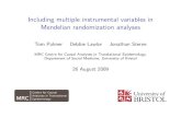 Including multiple instrumental variables in Mendelian ... · ReferencesI Cragg, J. G., & Donald, S. G. (1993). Testing Identi ability and Speci cation in Instrumental Variable Models.