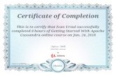 Certificate of Completion This is to certify that Ivan ... · Certificate of Completion This is to certify that Ivan Ursul successfully completed 8 hours of Getting Started With Apache