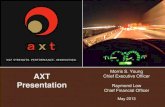 Morris S. Young AXT Presentation - Jefferies Group7 AXT, INC. 2013 GaAs substrates still dominate the wireless PA/switch market 4 suppliers in GaAs SI substrates: AXT, 2 in Japan,