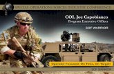 COL Joe Capobianco · PORTFOLIO OVERVIEW Body Armor / Load Carriage System . Integrated Comms . Light Tactical All Terrain Vehicles . Non-Standard Commercial Vehicles . GMV 1.1 Combat