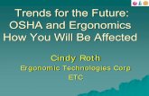 Trends for the Future: OSHA and Ergonomics How You Will Be ... · Ergonomics and Safety must be considered at every step in the value chain and designing safety into a process is