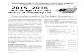 Please route this booklet to your budget officer, finance ... · 2015–2016 Local Budget Law and Notice of Property Tax ... Please route this booklet to your budget officer, finance