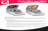 Model MB23 and MB25 - hiltoninstruments.com · * ISO 9001:2000 Registered Quality Management System MB23 and MB25 Basic Moisture Analyzers The OHAUS MB23 comes with an infrared heating