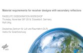 Material requirements for receiver designs with secondary reflectors …raiselife.eu/dissemination/docs/2nd_Workshop/22 RAISELIFE... · 2019-11-29 · Material requirements for receiver