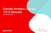 Qantas Airways Limited 1H16 Results › FormBuilder › _Resource › ...9. Calculated as Underlying EBIT divided by total segment revenue. 10. Deferred revenue growth from 1 July