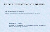 PROTEIN BINDING OF DRUGS - jiwaji.edu BINDING OF D… · The phenomenon of complex formation of drug with protein is called as protein binding of drug As a protein bound drug is neither