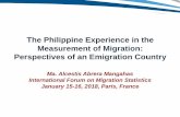 The Philippine Experience in the Measurement of Migration ... › migration › forum-migration-statistics › 5-Alcestis-Abr… · • Inherent difficulty of measuring from the source