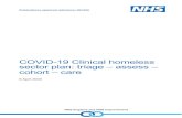 COVID-19 Clinical homeless sector plan: triage – assess ... · necessary to TRIAGE the homeless population into three COHORTS. – The symptomatic group (cohort 1) which includes