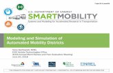 Modeling and Simulation of Automated Mobility Districts · • AMD research, under SMART Mobility Urban Science, anticipates early deployment of fully automated vehicles in geographically