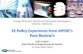 Energy Efficiency Policies for Southeast Asia …...Energy Efficiency Policies for Southeast Asia Region, Jakarta, Indonesia 11 December 2013 EE Policy Experience from APERC’s Peer