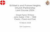 St Mark’s and Putnoe Heights Church Partnership …...Meet to offer praise and prayer American & Afro American songs Syndey Carter, Tim Dudley-Smith Graham Kendrick, Clive Simmonds