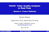 VIDAR: Video Quality Analyzer in Real-Timedpnm.postech.ac.kr/thesis/11/arumk/Arum_Presentation.pdf · 2011-11-01 · VIDAR (VIDeo quality Analyzer in Real-time) Real-time estimation