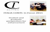 ITALIA CONTI: In Focus 2015 · facilitated very lightly; with a brief intro session for questions of contextualisation and purpose, and then years were given specific themes to consider