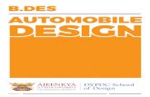 AUTOMOBILE DESIGN - DYPDC · Automobile design implies taking into account several elements: function of the car, market, production, distribution, promotion, price reduction, and