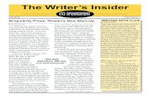The Writer’s Insider - ROWAN WRITING ARTS · The Writer’s Insider As a Writing Arts major, I’ve been ... we couldn’t vote during SGA senate meetings, and the E-Board funded