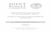 STAFF BUDGET BALANCING FY 2019-20 AND FY 2020-21 … · staff budget balancing fy 2019-20 and fy 2020-21 . judicial branch independent agencies . jbc working document - subject to