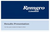 Results Presentation - Remgro · Results presentation for the year ended 31 March 2010 Sabido (31.6% interest) Sabido has a range of media interests, the most significant being e.tv,