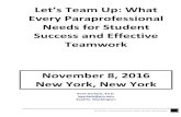 Every Paraprofessional Needs for Student Success and Effective … · 2020-04-08 · Let’s Team Up: What Every Paraprofessional Needs To Know for Student Success and Effective Teamwork