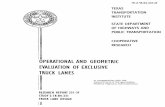 Operational and Geometric Evaluation of Exclusive Truck Lanes › tti.tamu.edu › documents › 331-3... · 2017-01-04 · OPERATIONAL AND GEOMETRIC EVALUATION OF EXCLUSIVE TRUCK