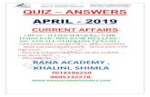 contact no. 7018596250, 9805332278 QUIZ – ANSWERS STATE ...€¦ · contact no. 7018596250, 9805332278 QUIZ – ANSWERS STATE LEVEL COMPETITIVE EXAMS APRIL - 2019 CURRENT AFFAIRS