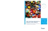 Ash forming elements in plastics and rubbers - VTT · 2020-02-18 · Ash forming elements in plastics and rubbers Metals, alkali metals and halogens found in solid fuels cause various