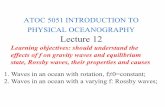 ATOC 5051 INTRODUCTION TO PHYSICAL OCEANOGRAPHY Lecture …whan/ATOC5051/Lecture_Notes/ATOC50… · ATOC 5051 INTRODUCTION TO PHYSICAL OCEANOGRAPHY Lecture 12 1. Waves in an ocean