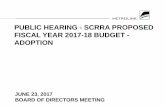 PUBLIC HEARING - SCRRA PROPOSED FISCAL YEAR 2017-18 BUDGET …board.scrra.net/Shared Documents/June 23, 2017... · FY17 BUDGET 141,989 71,998 28,294 17,345 14,841 9,511 FY18 BUDGET