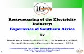 Restructuring of the Electricity Industry: Experience …Mozambique Zimbabwe Botswana Namibia South Africa Swaziland Lesotho Hydro Northern Network The two networks were linked by