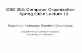 CSC 252: Computer Organization Spring 2020: Lecture 13 · 2020-02-28 · Carnegie Mellon 3 Announcement •Programming assignment 3 is in x86 assembly language.Seek help from TAs.