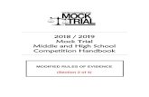 2018 / 2019 Mock Trial Middle and High School Competition ...€¦ · Middle and High School Competition Handbook . MODIFIED RULES OF EVIDENCE (Section 2 of 4) A PROJECT OF THE ...