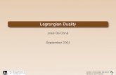 Lagrangian Duality - €¦ · solution to the dual problem constitutes a lower bound for the objective value of any feasible solution to the primal problem. Theorem (Weak Duality