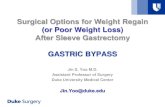 Surgical Options for Weight Regain (or Poor Weight Loss ......surgery, especially when done for poor weight loss or weight regain • Technical improvements on the way we do sleeves
